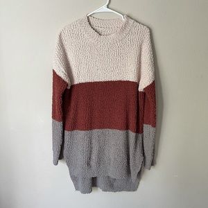 Women’s Knitted Color Block Long Sleeve Sweater L